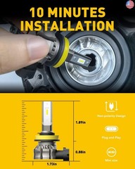 AUXITO H11/H8/H16 LED Fog Light Bulbs or DRL, 6000 Lumens 6500K Cool White