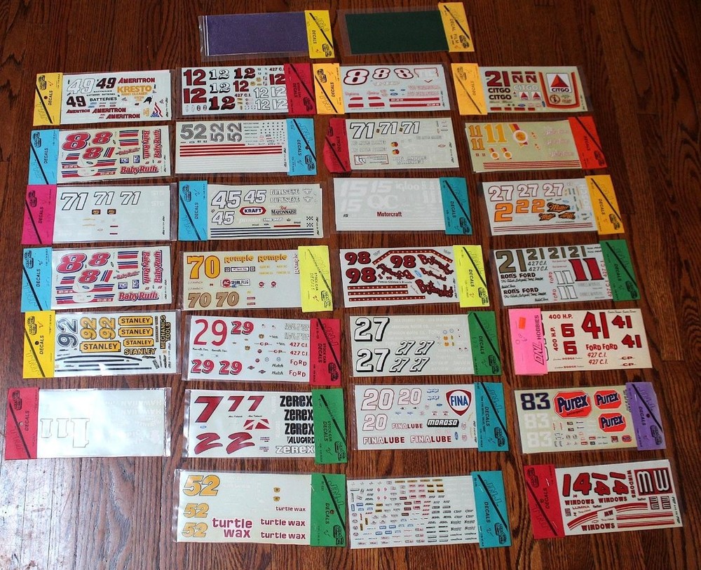 30ct Lot JNJ Hobbies NASCAR & Stock Cars Waterslide Decals 1/24 1/25 Racing NOS