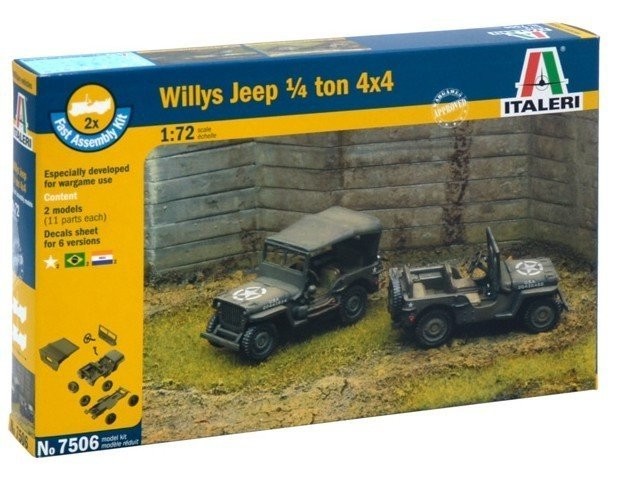 Italeri 7506 1/72 Scale Military Model Kit WWII 1/4Ton 4×4 Truck Willys Jeep