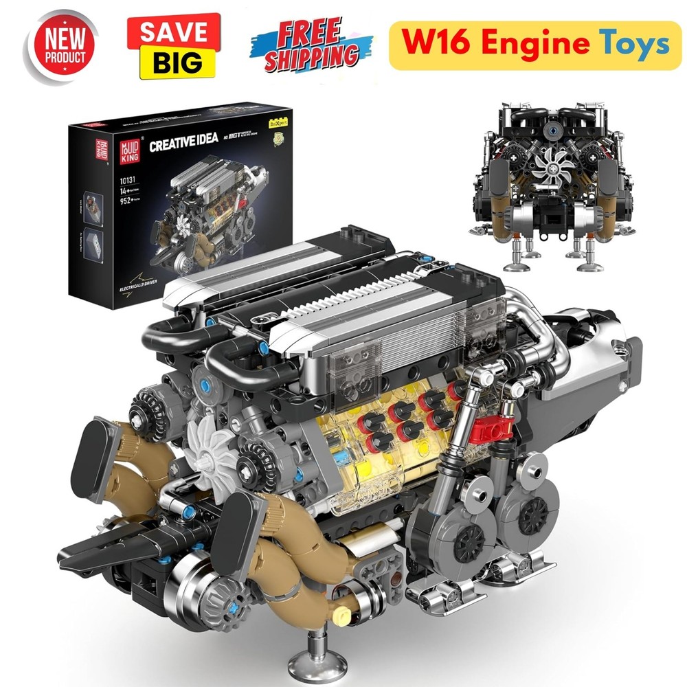 Working W16 Engine Model Kit Toys Building V8 Mini Engine Scale Model for Adults
