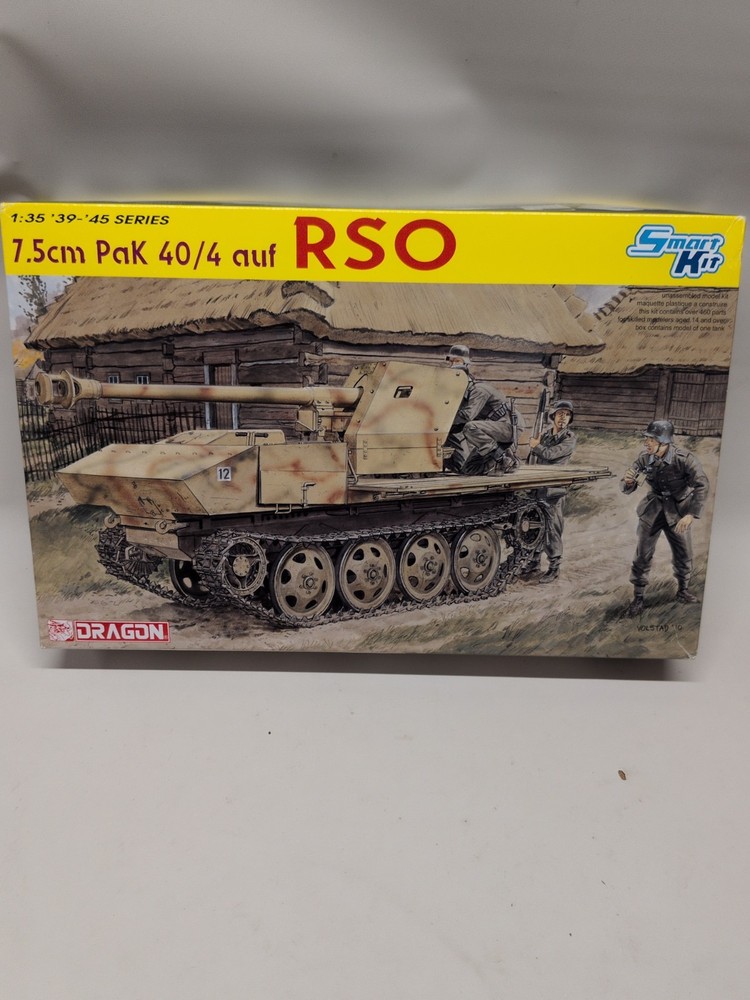 Dragon #6640 7.5cm Pak 40/4 Auf RSO 1:35 Scale Model Kit Open Box Sealed Parts