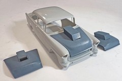 1/25th SCALE 3D PRINTED 55 CHEVY GASSER HOT ROD HOODS THREE DIFFERENT HOODS