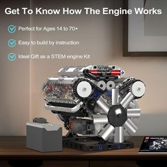 Interactive V8 Engine Model – DIY Building Kit with Moving Parts for Ages 14+