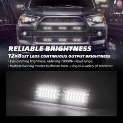8pcs 12-LED Emergency Strobe Light Ultra Slim Grille Flashing Warning Light Kit