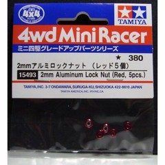 TAMIYA 15493 Mini 4WD 2mm Aluminum Lock Nut (Red, 5pcs.)