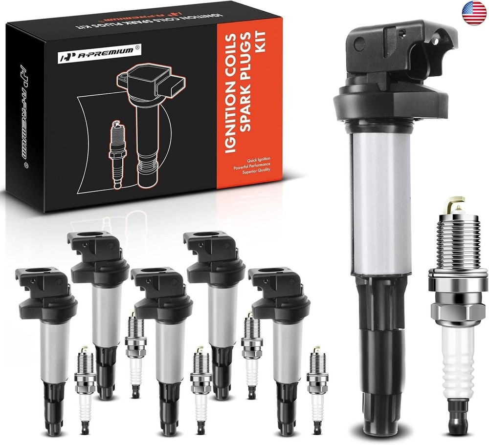A-Premium Set of 6 Ignition Coil Pack and Iridium Spark Plugs Compatible with