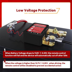 12V 24V 250A Black Remote Battery Disconnect Switch Remote Kill Switch for Car,
