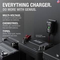 NOCO GENIUS1: 1A 6V/12V Smart Battery Charger ? Automatic Maintainer, Trickle