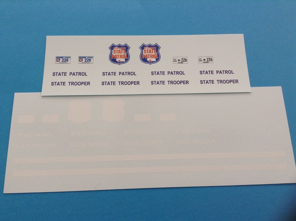 WISCONSIN STATE PATROL – 1/24 – 1/25th Scale Waterslide Police Decals