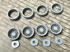 1/24 Resin: 26 Scale-Inch “Forgiato Hades” Style Model Car Wheels/Tires,1/25