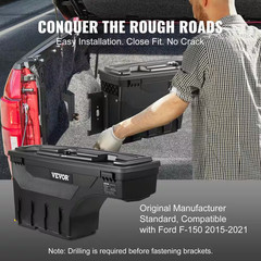 Driver Side Truck Tool Box in ABS, 28 In., 6.6 Gal. Truck Bed Storage Box with P