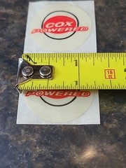 COX Powered Stickers 1/24 Vintage NOS Original 1 1/4″ 2 Stickers