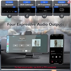 10.26″ Portable Carplay Screen for Car, 4K HD Car Stereo Touch Screen with