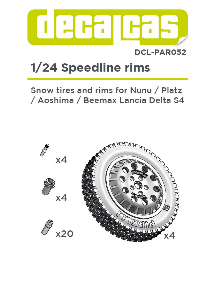 Decalcas 1/24 Delta S4 Snow Tyres and Speedline Rims for Aoshima/Beemax/Nunu