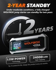 Wolfbox 4000A Jump Starter12V Car Battery Jump Starter 65W Quick Chargerled