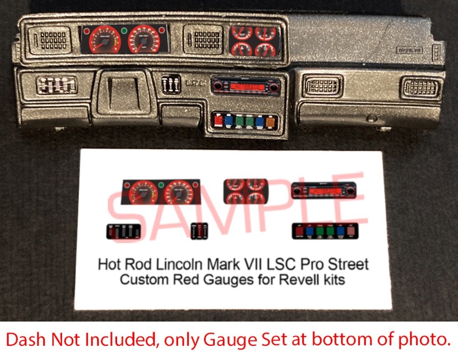 HOT ROD LINCOLN MARK VII LSC PRO STREET GAUGE FACES for 1/25 REVELL kits RED