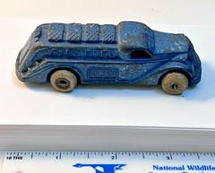 Vintage 1930s Oil & Fuel Tanker Truck Lead Slush Cast Toy Car- Blue