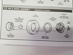 1958 Edsel Pacer WHITEWALL TIRES & HUBCAPS from AMT 1:25 Model Kit 58