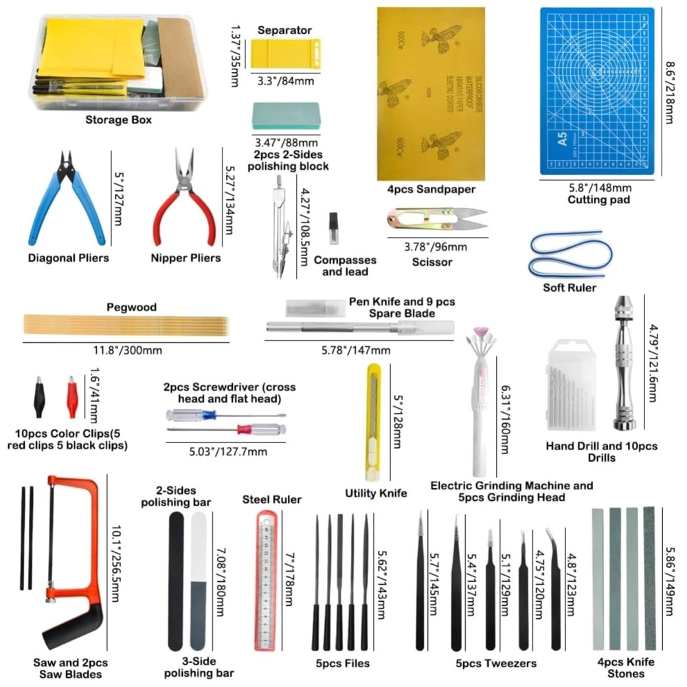 Comprehensive 85 PCS Model Tool Kit – Perfect for Crafting Cars and Planes=