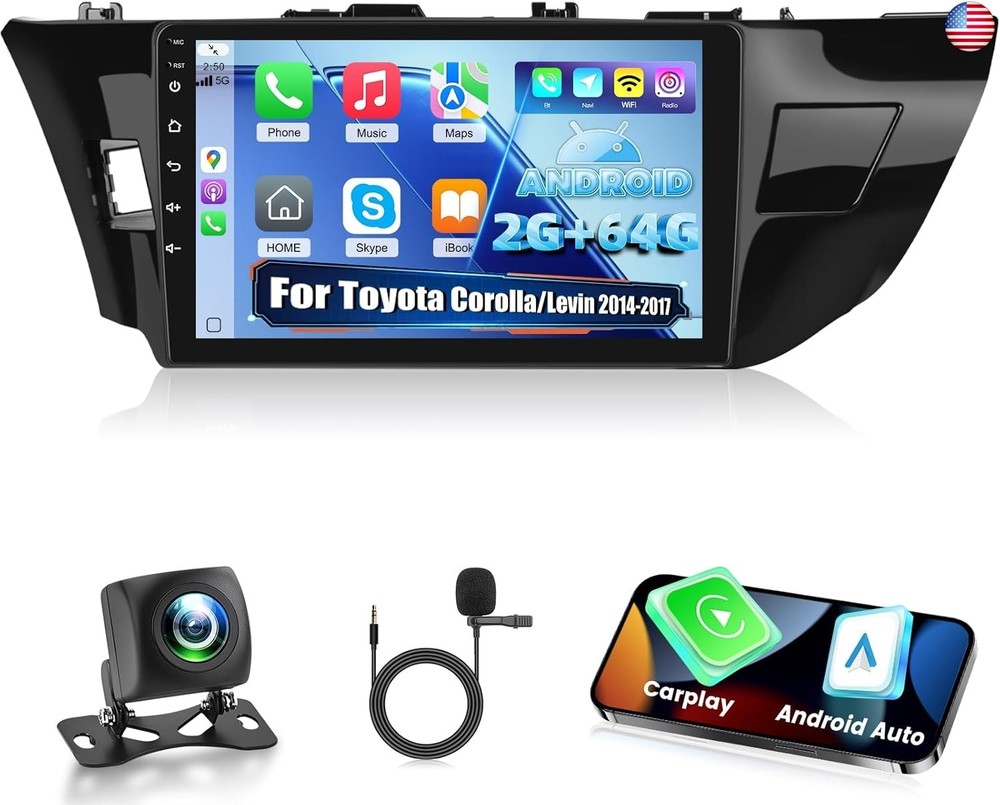 [2+64G] NHOPEEW for Toyota Corolla Levin Car Radio 2014-2017 with Wireless