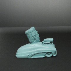 Jimmy Flintstone resin Lil Shitzz Happy Herman Munster aboard a ’49 Merc LS5