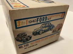 VINTAGE AMT 3 in 1 1940 FORD COUPE CUSTOMIZING MODEL KIT In BOX Extra Parts