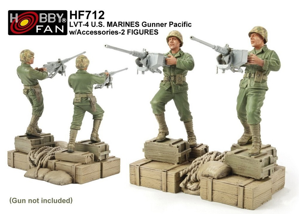Hobby Fan 1/35 HF-712 WWII LVT-4 US Marines Gunner (Pacific War) – 2 Figures
