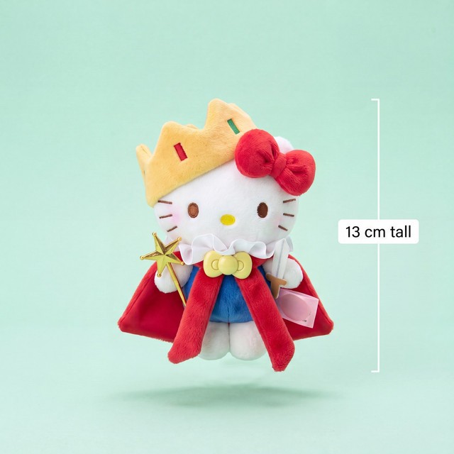 White Cat Prince Plush Bag Charm with Crown and Cape