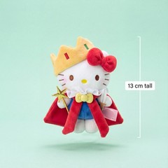 White Cat Prince Plush Bag Charm with Crown and Cape