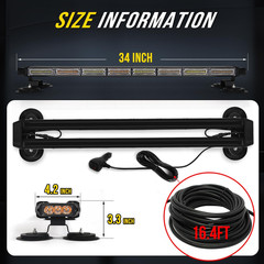 34Inch 166 LED Emergency Rooftop Strobe Lights Bar Flashing Safety Traffic Advis