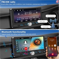 Single Din Touchscreen Radio with Wireless Apple CarPlay & Android Auto,