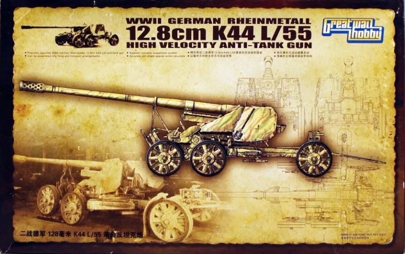 Great Wall Hobby 1/35 Rheinmetall 12.8cm K44 L/55 H. Vel. Anti-tank Gun #L3523
