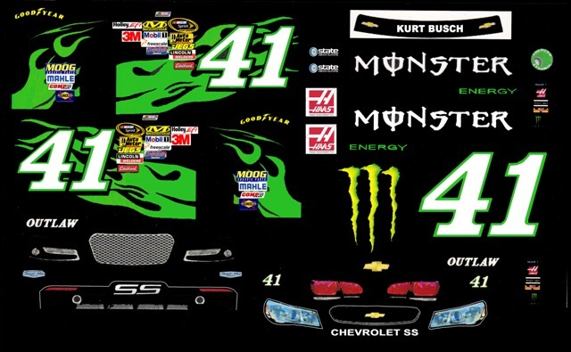 #41 Kurt Busch Stewart-Haas 2015 1/24th Scale Nascar Decals