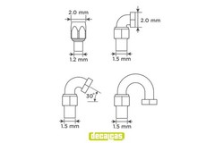 Decalcas 1/12 Detail-Up Parts 2mm Hose Joints (Set #2) Resin & Braid #DCL-PAR078