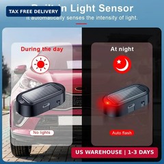 ELECTOP Car Solar Power Simulated Dummy Alarm, Anti-Theft LED Flashing Security,