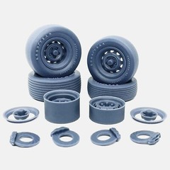 1/25 Resin 15 inch Mopar Rallye Wheels, Goodyear Polyglas Tires, and Brake Set