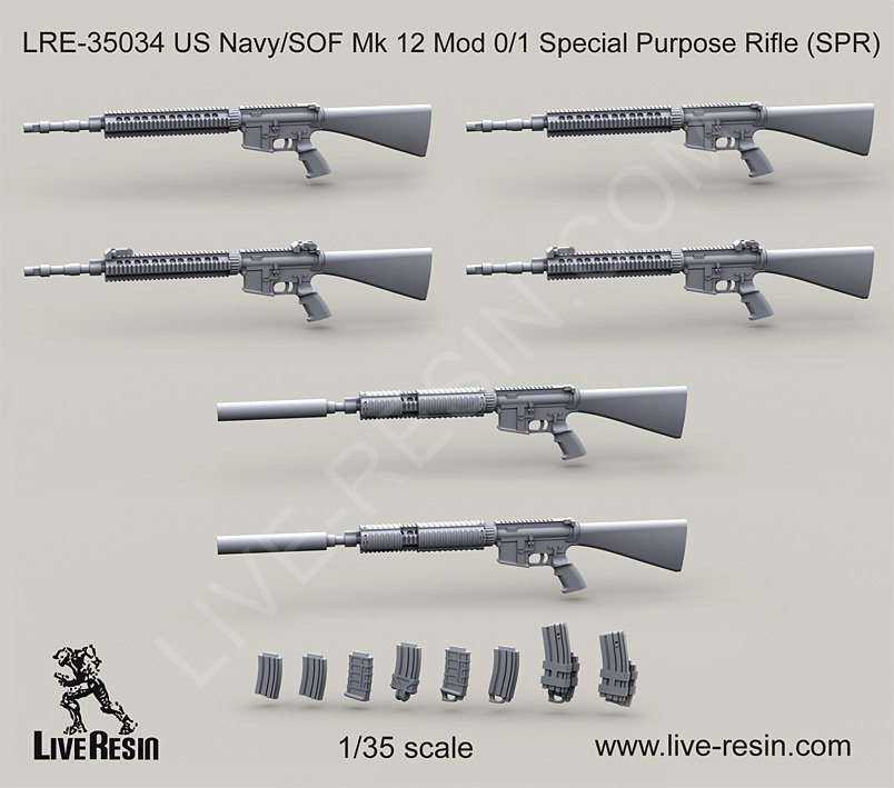 Live Resin 35034 1/35 US Navy/SOF Mk.12 Mod.0/1 Special Purpose Rifle (SPR)