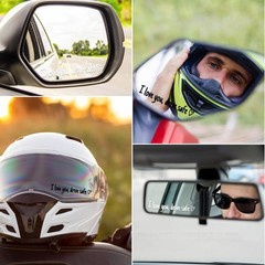 4Pcs I Love You Drive Safe Mirror Sticker, Cute Black&White, Blackwhite-4pcs