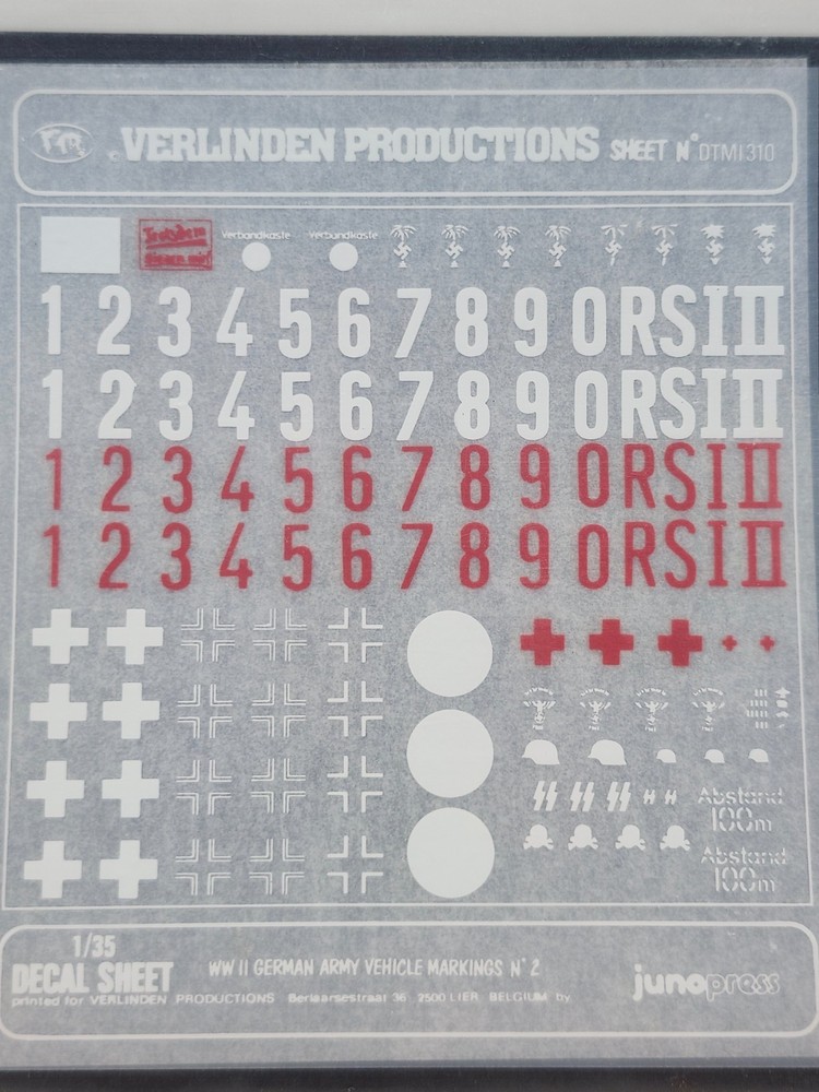 Verlinden Productions 1/35 Decal WWII German Army Vehicle Markings Dry Transfer