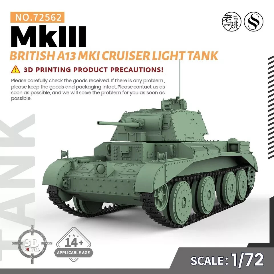 SS72562 1/72 25mm Military Model Kit British A13 MKI Cruiser MkIII Light Tank