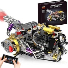 V8 Engine Model Kit That Works, 1394 PCS Advanced Collectible Engine Building Bl