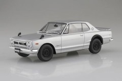 AOSHIMA 1/24 KPGC10 Skyline HT 2000GT-R 1970 Silver Pre-Colored Model Kit