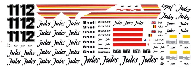 #11 0r #12 Jules Porsche 936 or EVO 1/24th – 1/25th Scale Decals