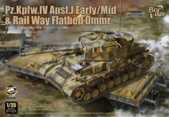 Border 1/35 Panzer IV J Early/Middle & Rail Way Flatbed Ommr w/Rail Way
