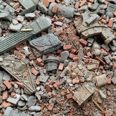 Painted Diorama 1/35 Building Ruins Rubble Bricks WWII Military Scene Prop Model