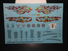 1937 37 Ford Coupe Street Rod 1/24 waterslide decal sheet flames pinstripes