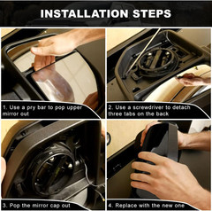 Glossy Black Directly Replacement Mirror Caps Cover Trim Replace for 2017-2023 2