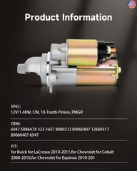 OCPTY Starter 6947 Fit for Chevrolet Chevy Captiva Sport Cobalt HHR for Impala
