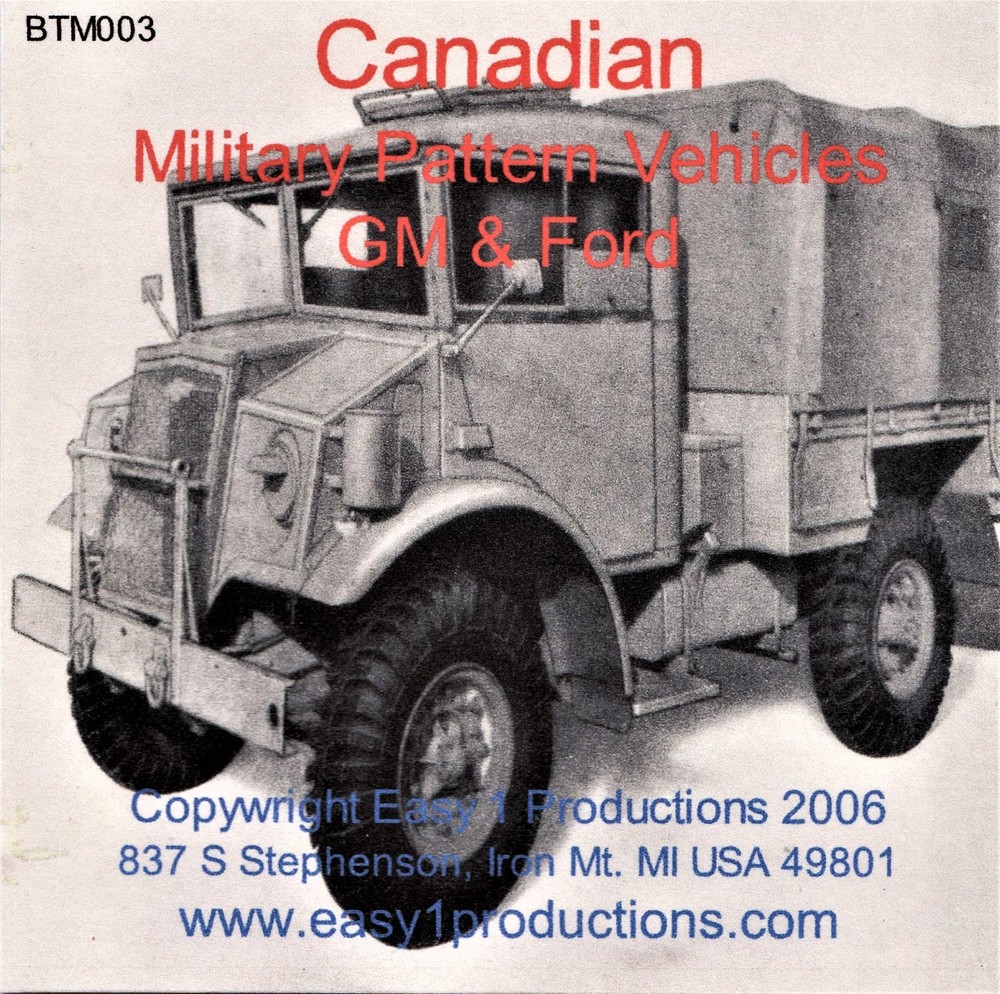 BTM 003 Canadian Military Pattern Vehicles, Ford and Chevy manuals plus more