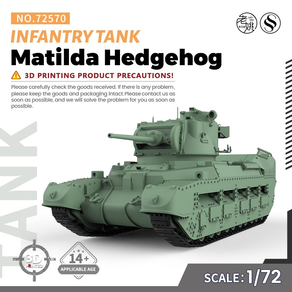 SSMODEL 570 V1.9 1/72 Military Model Kit Matilda Hedgehog Infantry Tank GAMES